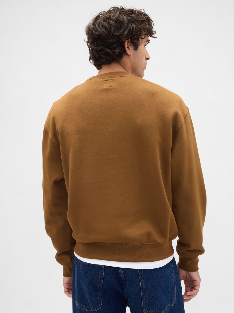 Brown crew neck sweatshirt in cotton blend Man_1