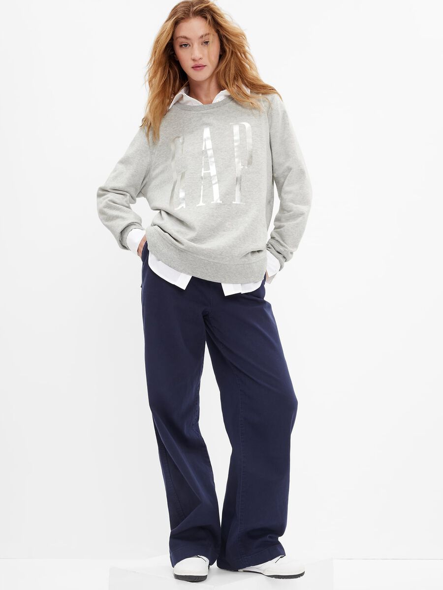 Felpa girocollo con stampa logo in foil Donna_0