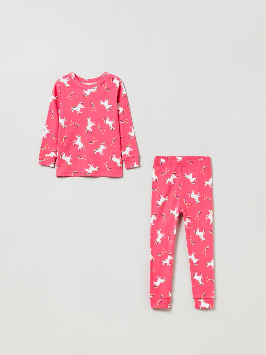 Full-length pyjamas with unicorn print Newborn_0