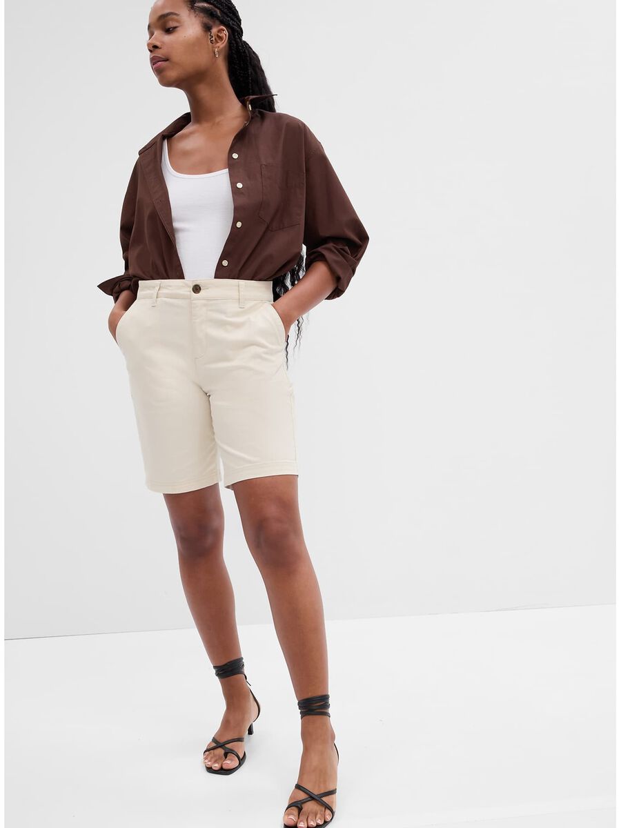 Chino Bermuda shorts in stretch cotton canvas Woman_0