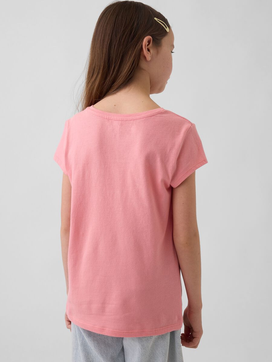 T-shirt a maniche corte in cotone con logo GAP Bambina_1