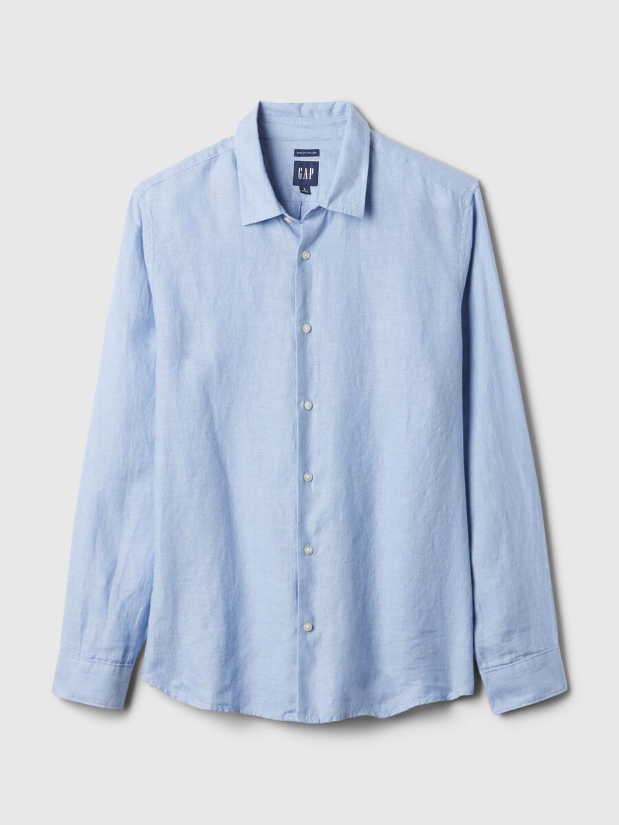 Camicia regular fit in lino Uomo_3