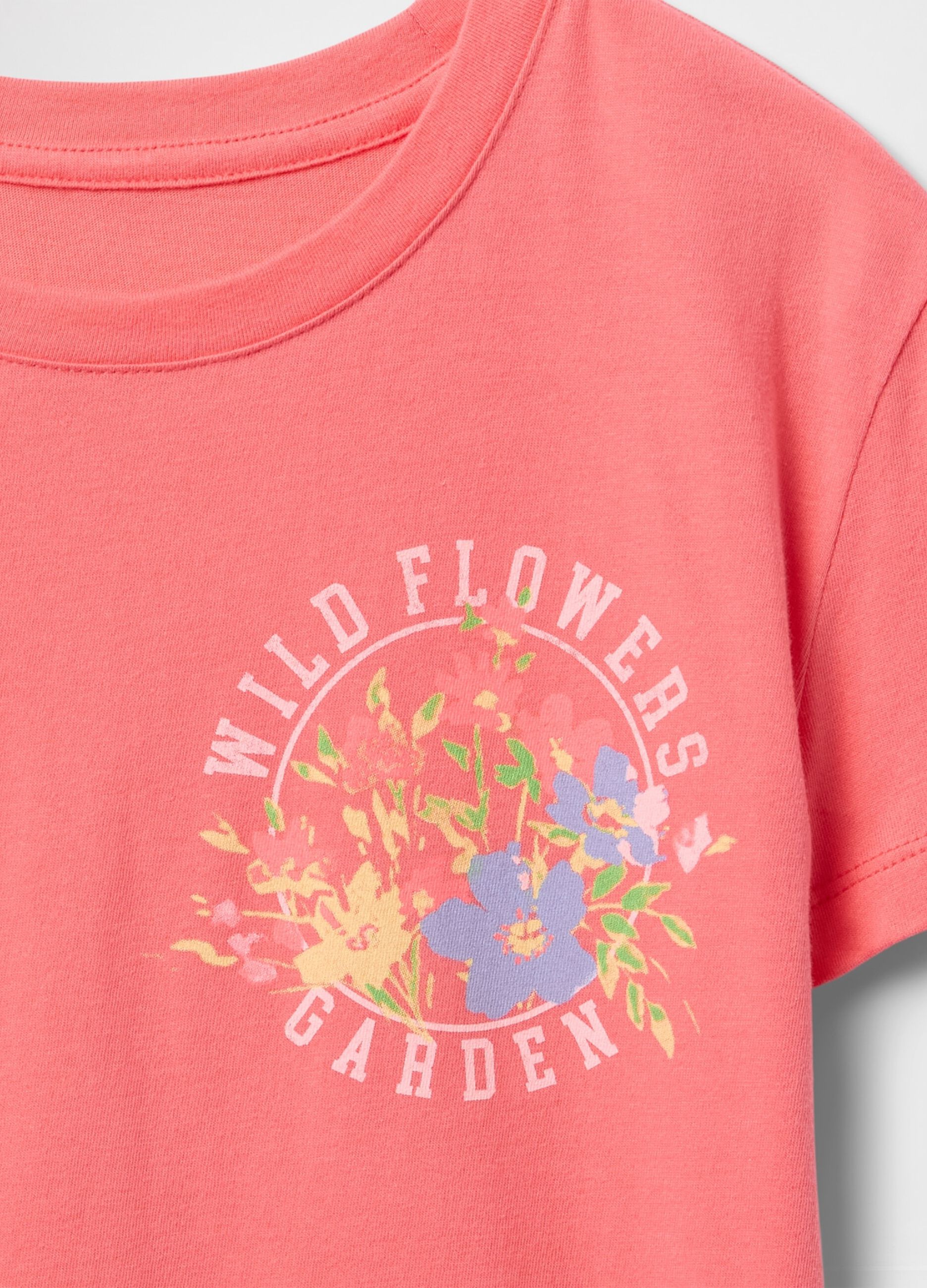 T-shirt rosa in cotone con stampa fiori_3