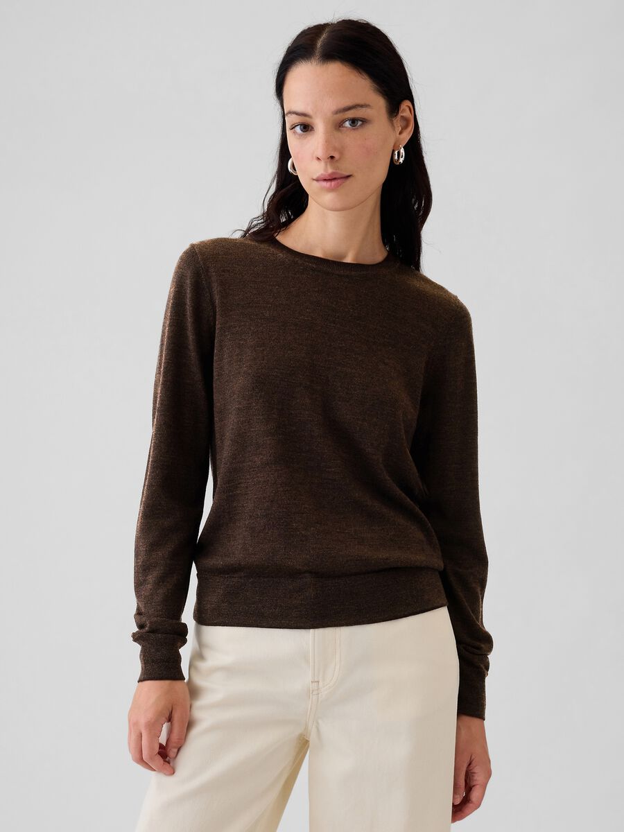 Pullover girocollo in lana merino Donna_0