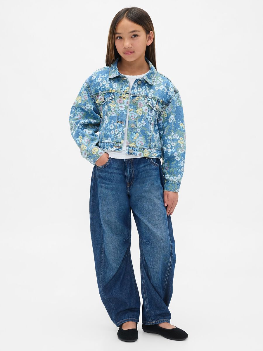 Giacca denim multicolor con fiori Bambina_2