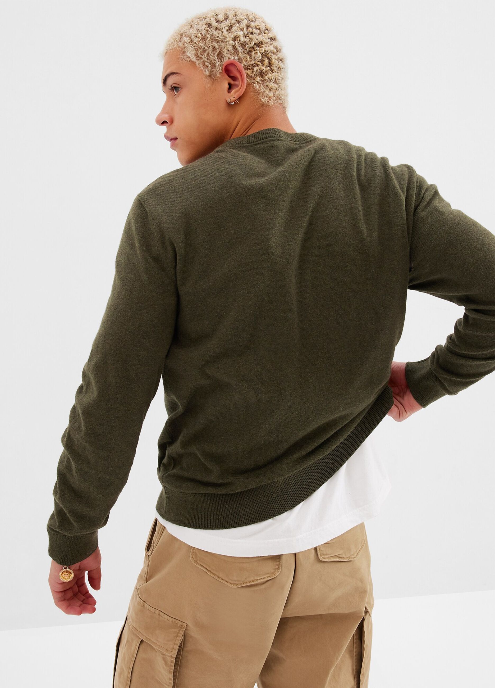 V-neck cotton pullover_1