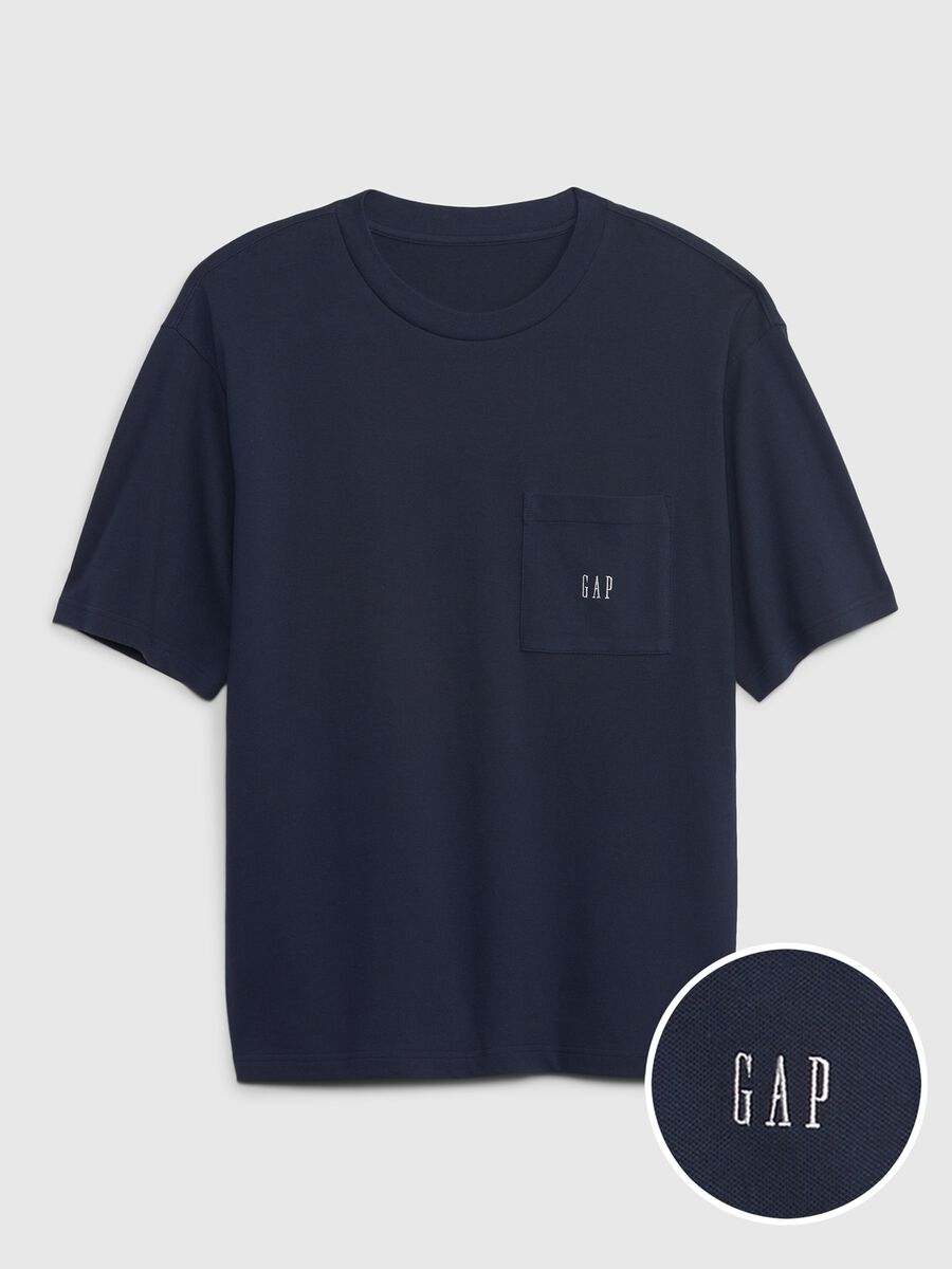Piquet T-shirt with pocket and logo embroidery Man_0