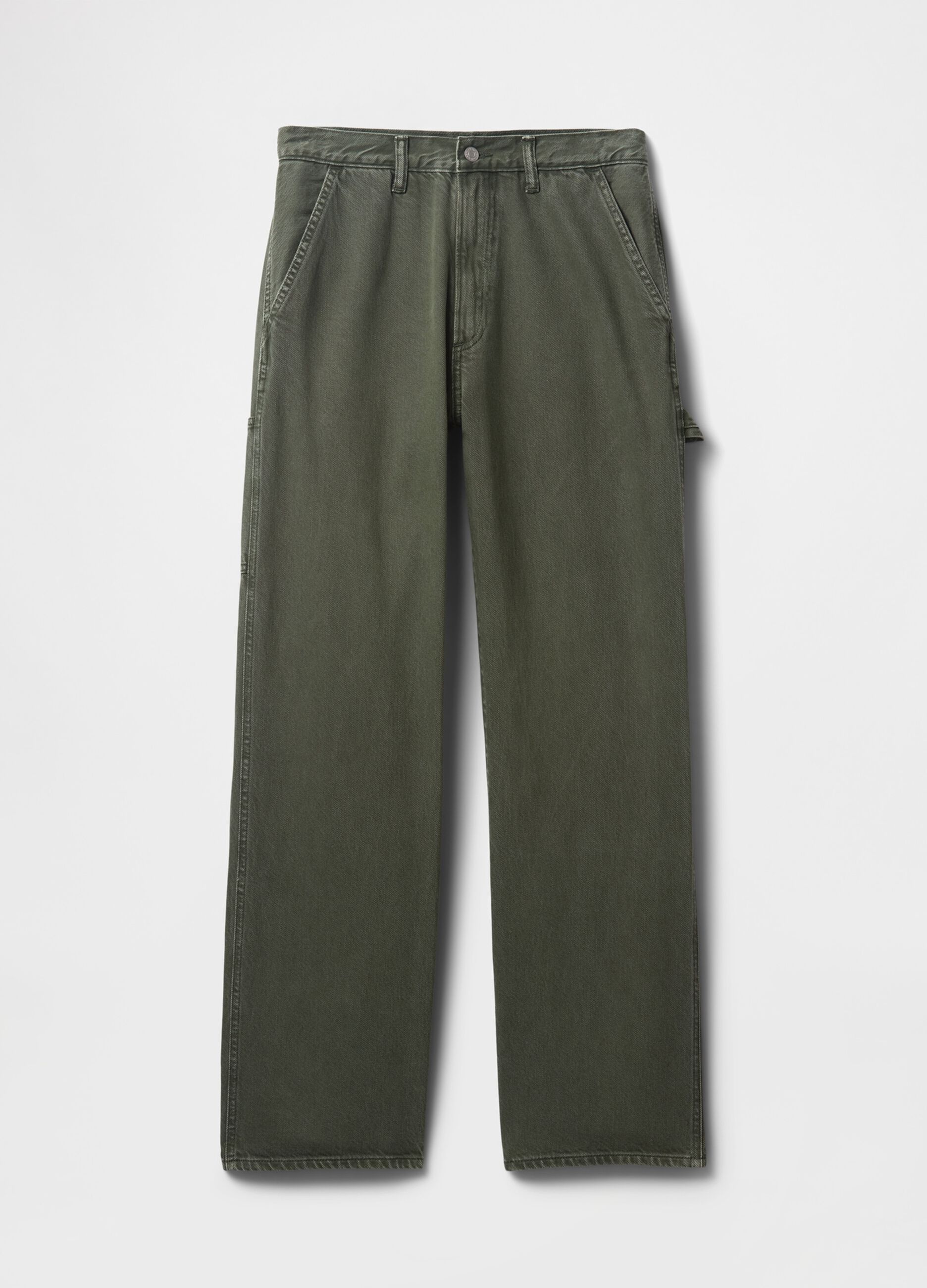 Pantaloni cargo larghi verde in misto cotone_5