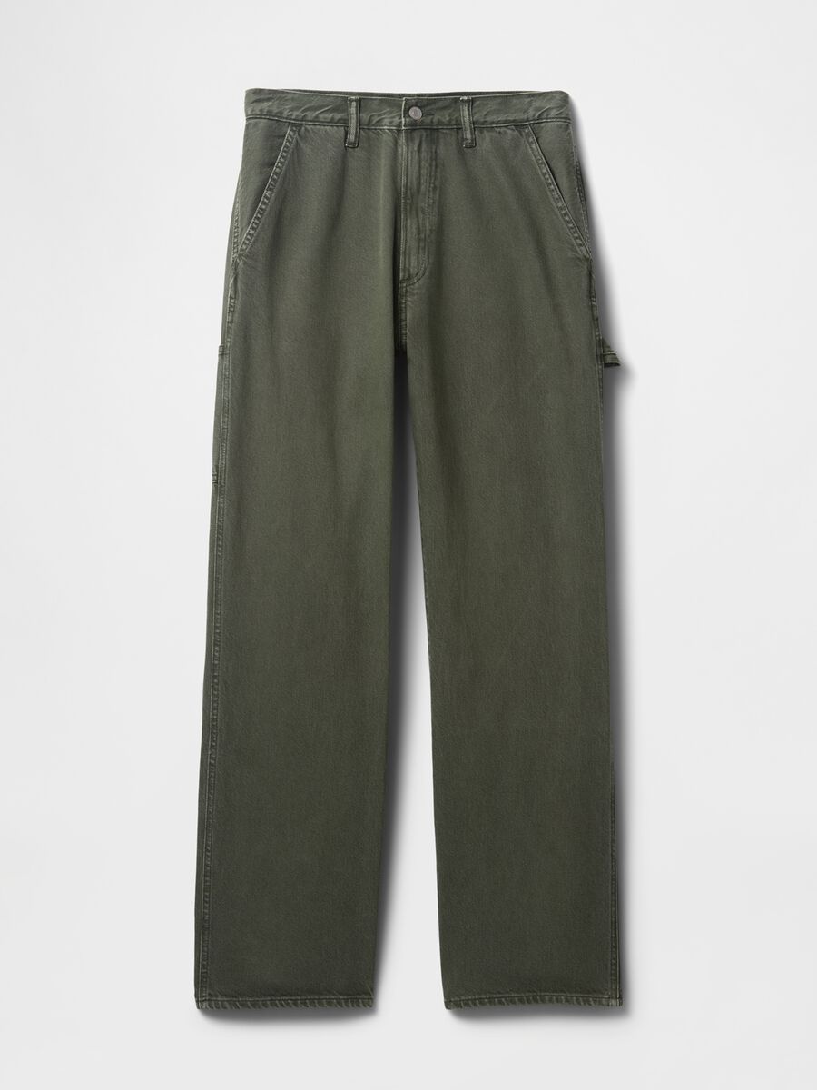 Pantaloni cargo larghi verde in misto cotone Man_5