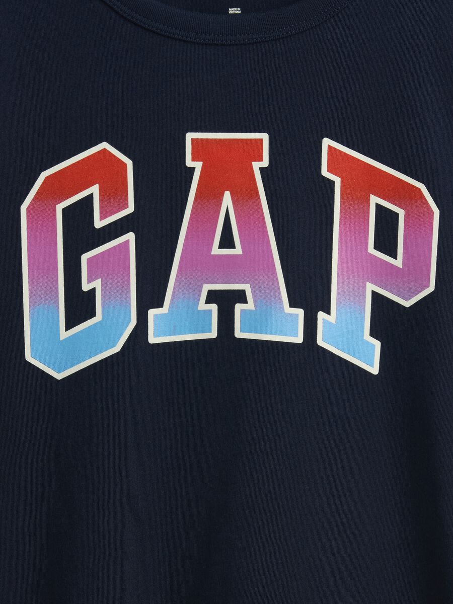 Blue pure cotton kids' T-shirt regular fit with logo Boy_2