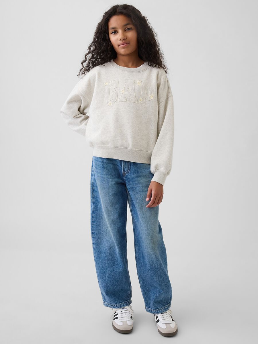 Felpa girocollo in misto cotone con logo GAP Bambina_2