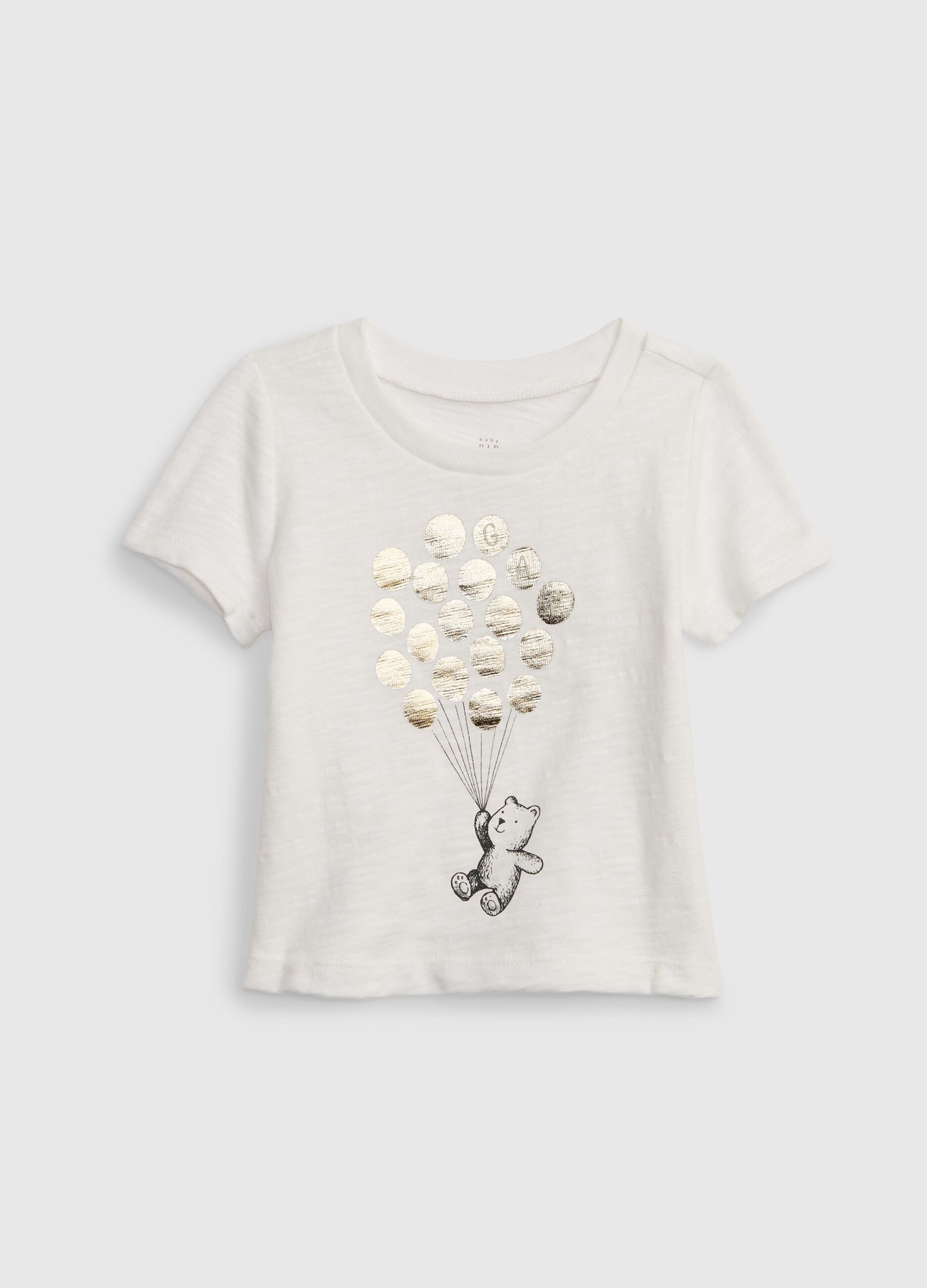 T-shirt in cotone con stampa orsetto