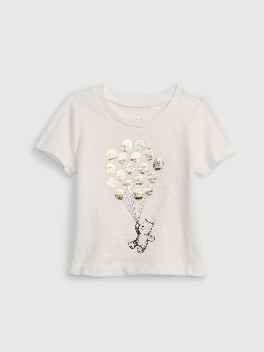 Cotton T-shirt with teddy bear print Newborn Boy_0