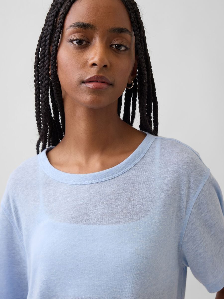 T-shirt a maniche corte in misto lino Donna_2