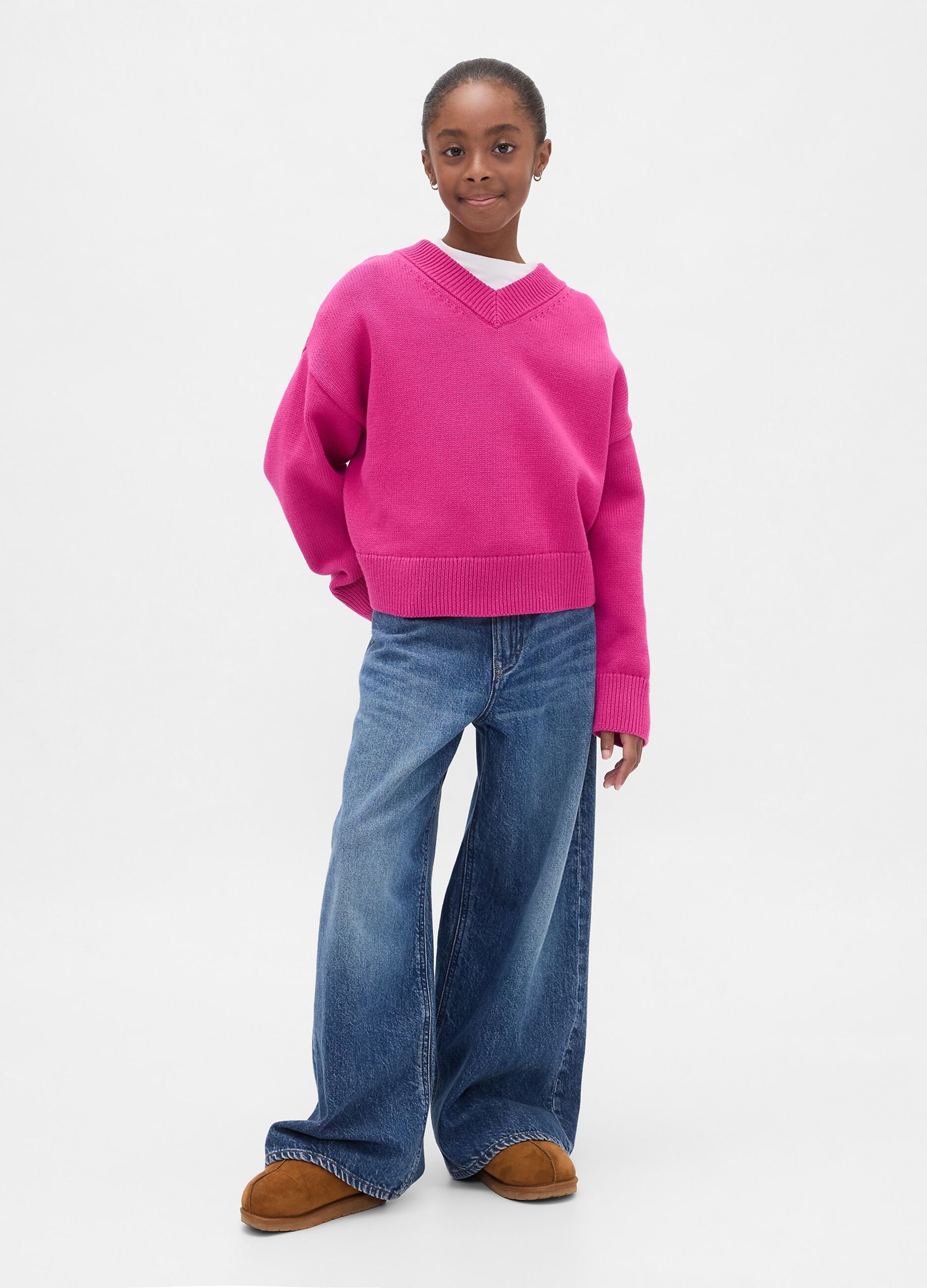 Maglione rosa per bambina in cotone_2