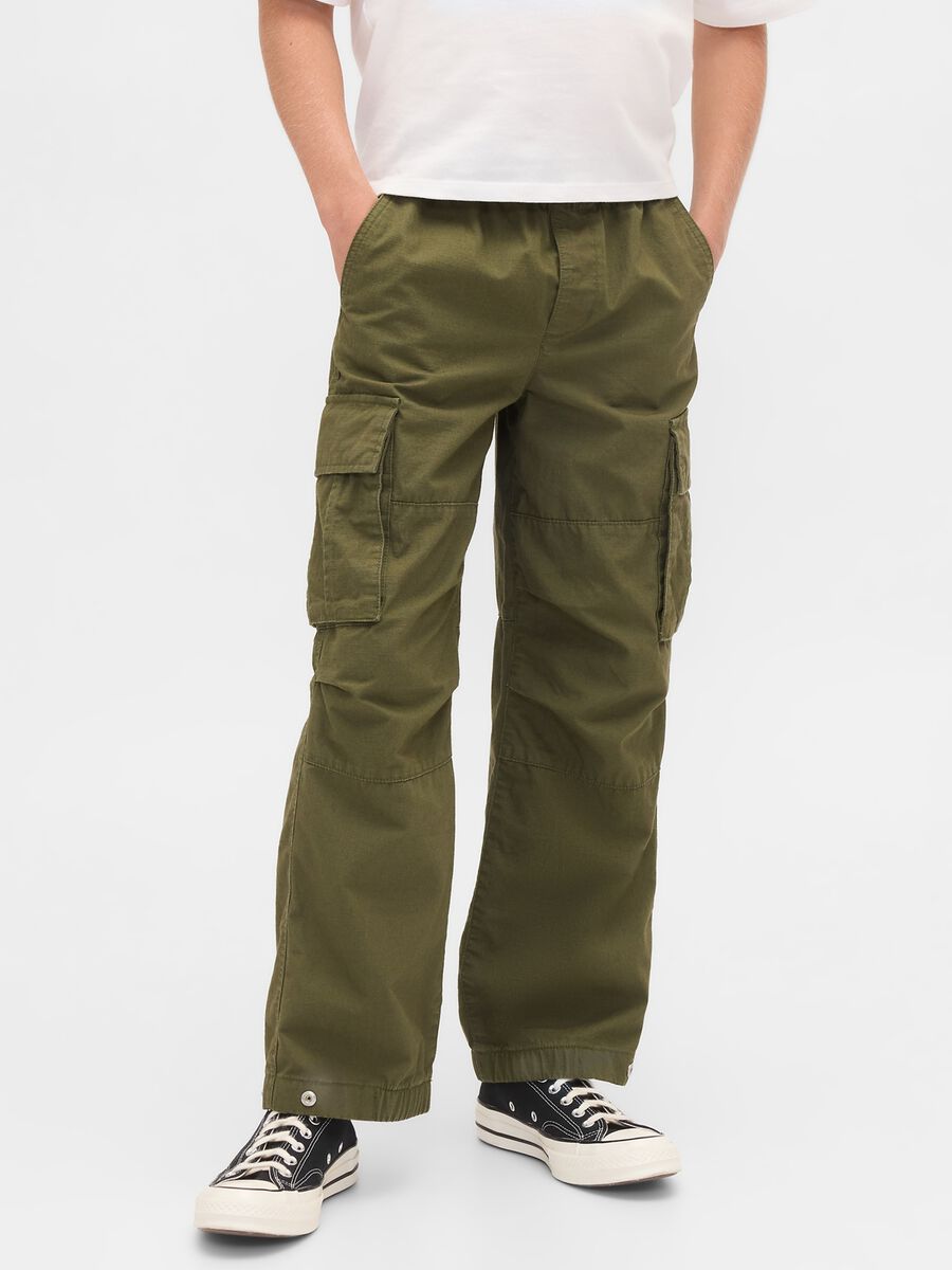 Green cargo trousers for boys Boy_1