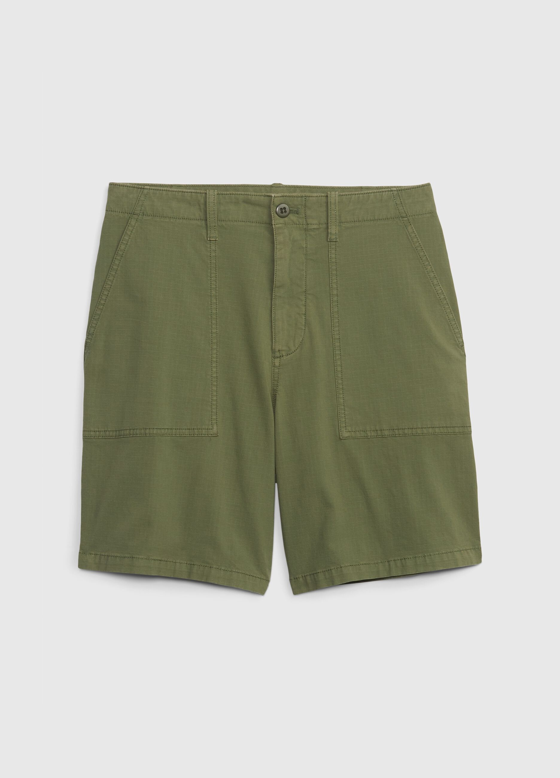 Stretch cotton Bermuda shorts with ripstop weave_3