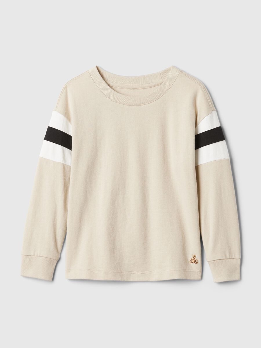 T-shirt con inserto a righe e ricamo orsetto Bimbo_0
