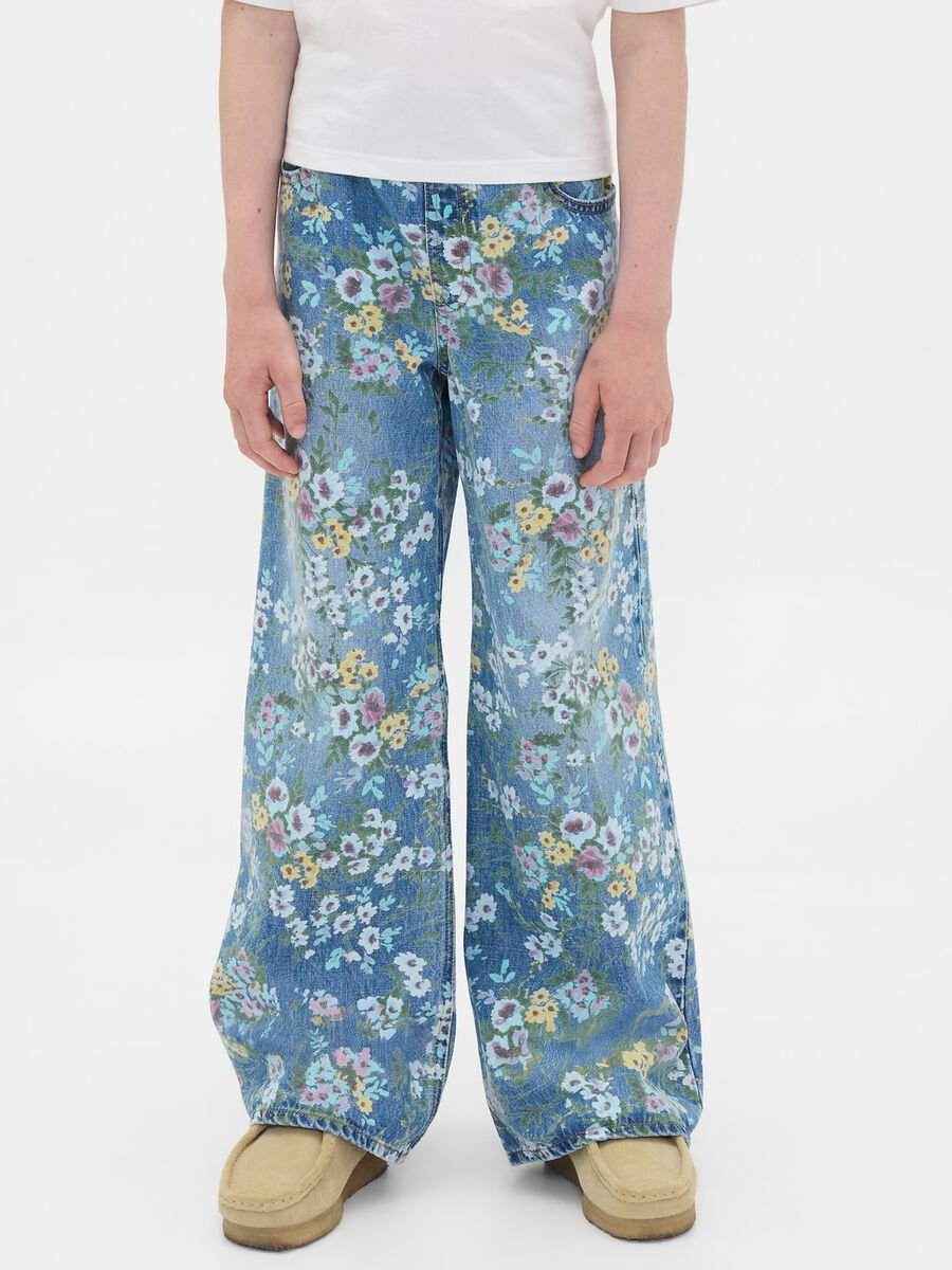 Multicolour Flared Denim Trousers Girl_1
