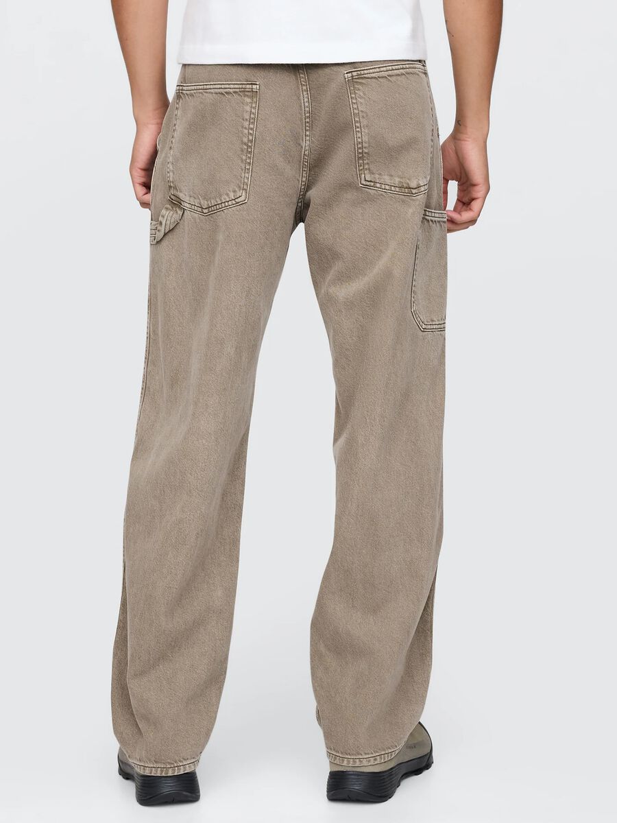 Jeans workwear a gamba larga beige Uomo_2