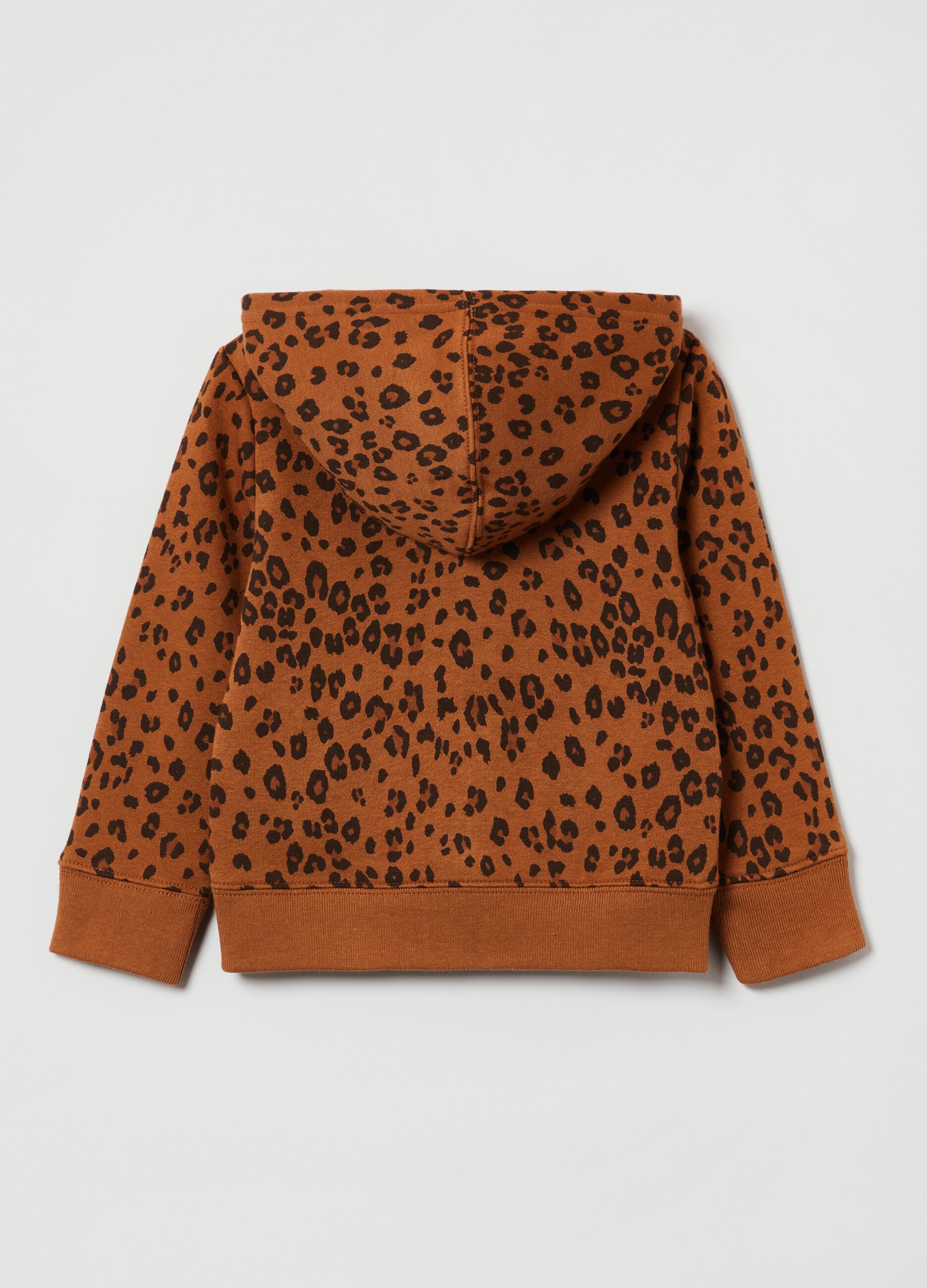 Full-zip in felpa animalier con ricamo logo_2