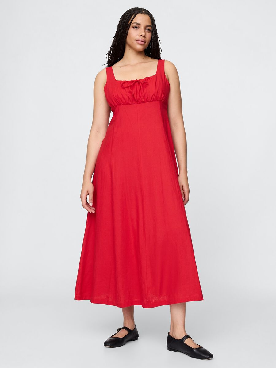 Abito lungo rosso in lino e viscosa Gap Donna_3