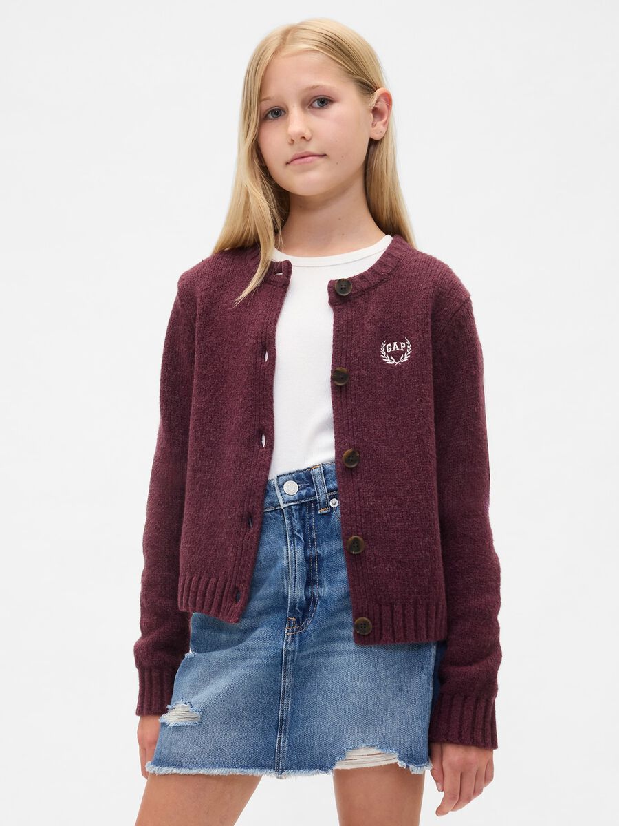 Cardigan viola per bambina in misto cotone Bambina_1