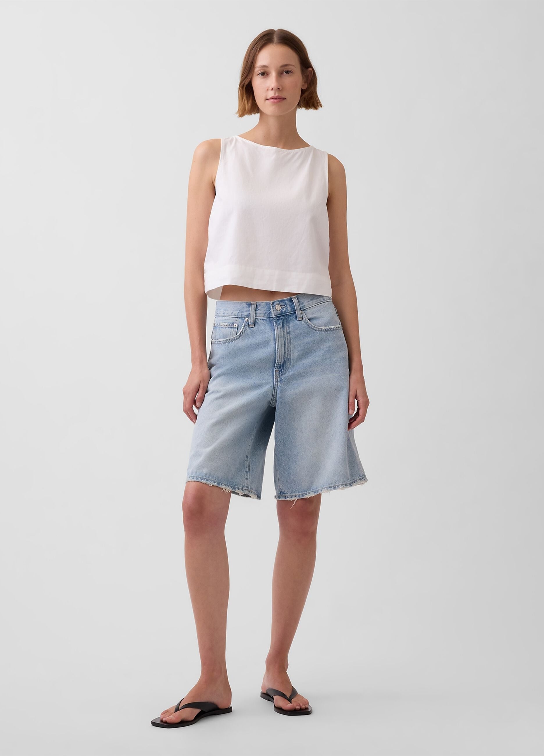 Tank top in misto lino