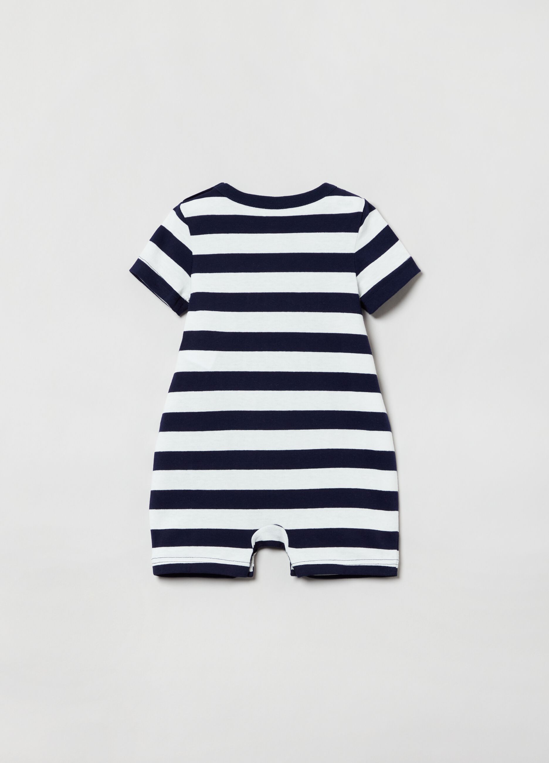 Striped romper suit with logo embroidery_1
