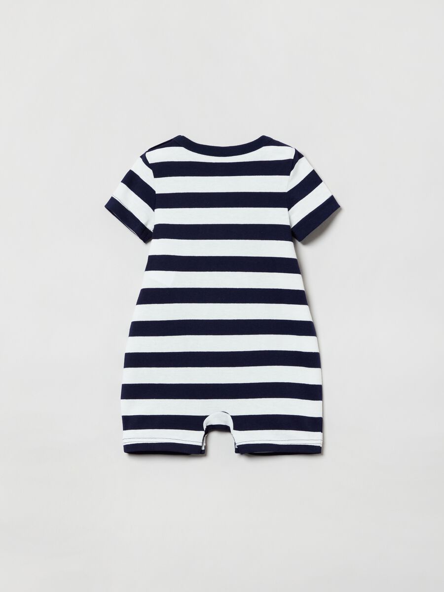 Striped romper suit with logo embroidery Newborn Boy_1