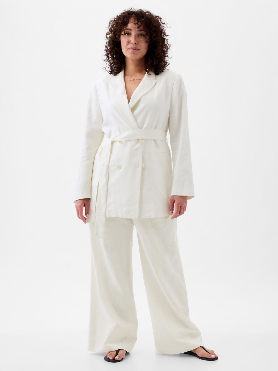 Wide-leg trousers cotton and linen Woman_2