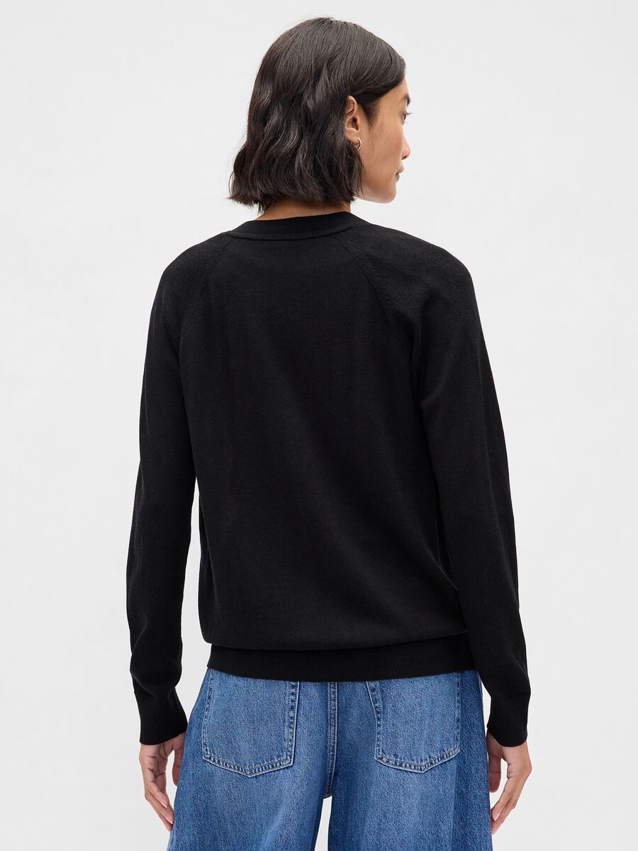 Black Pure Wool Cardigan Woman_1