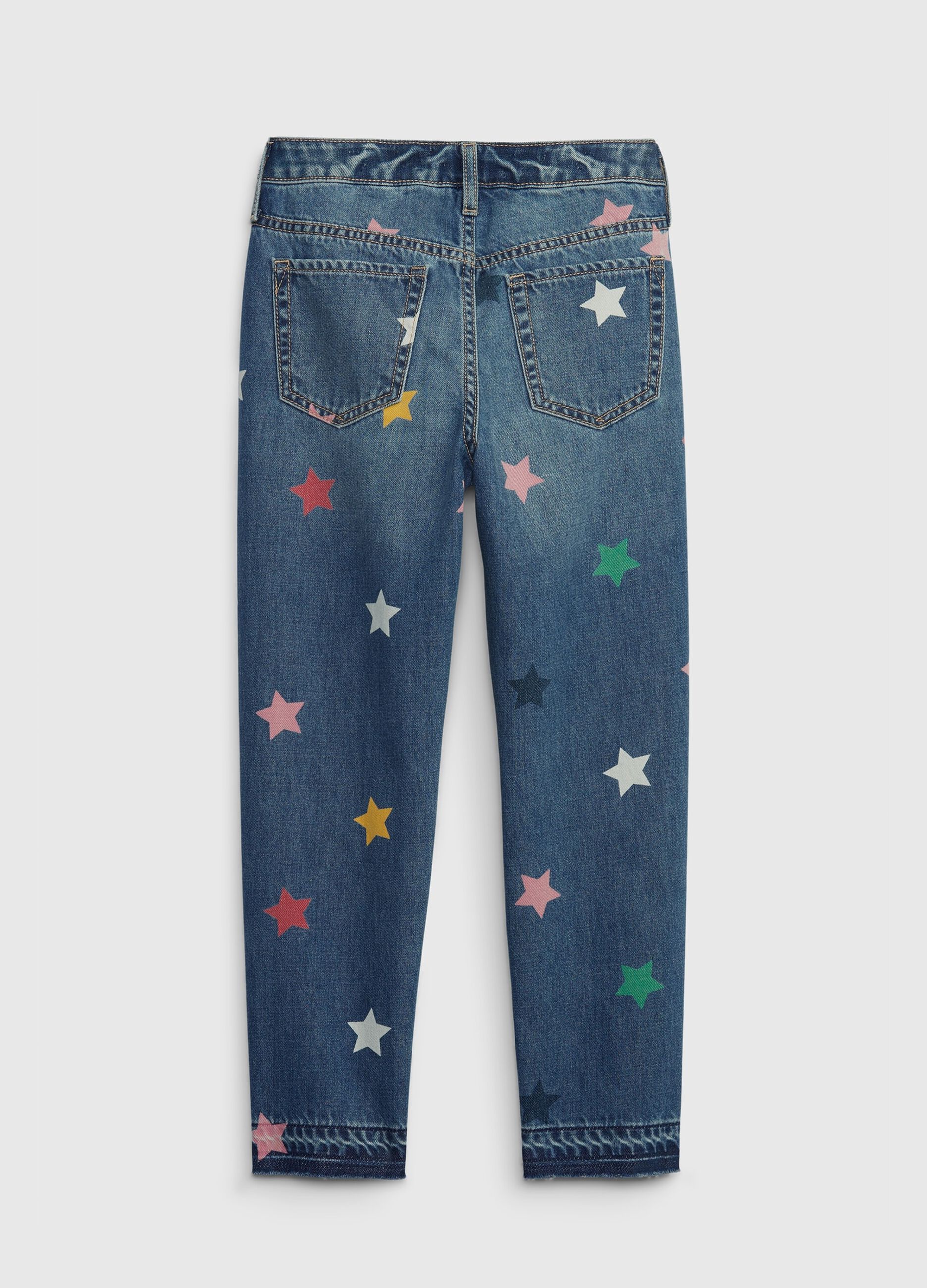 Girlfriend jeans with multi-coloured star print_1