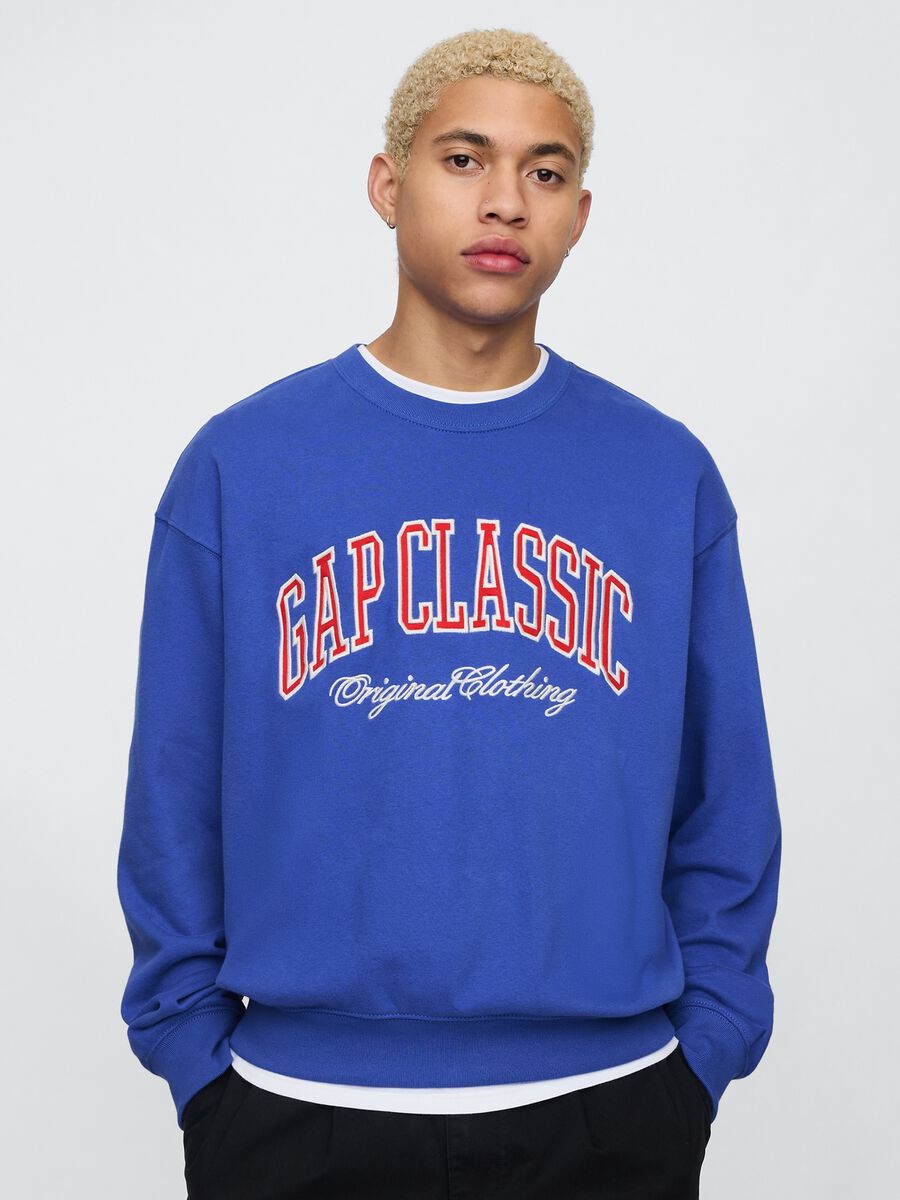 Felpa blu Gap Classic con stampa Uomo_0