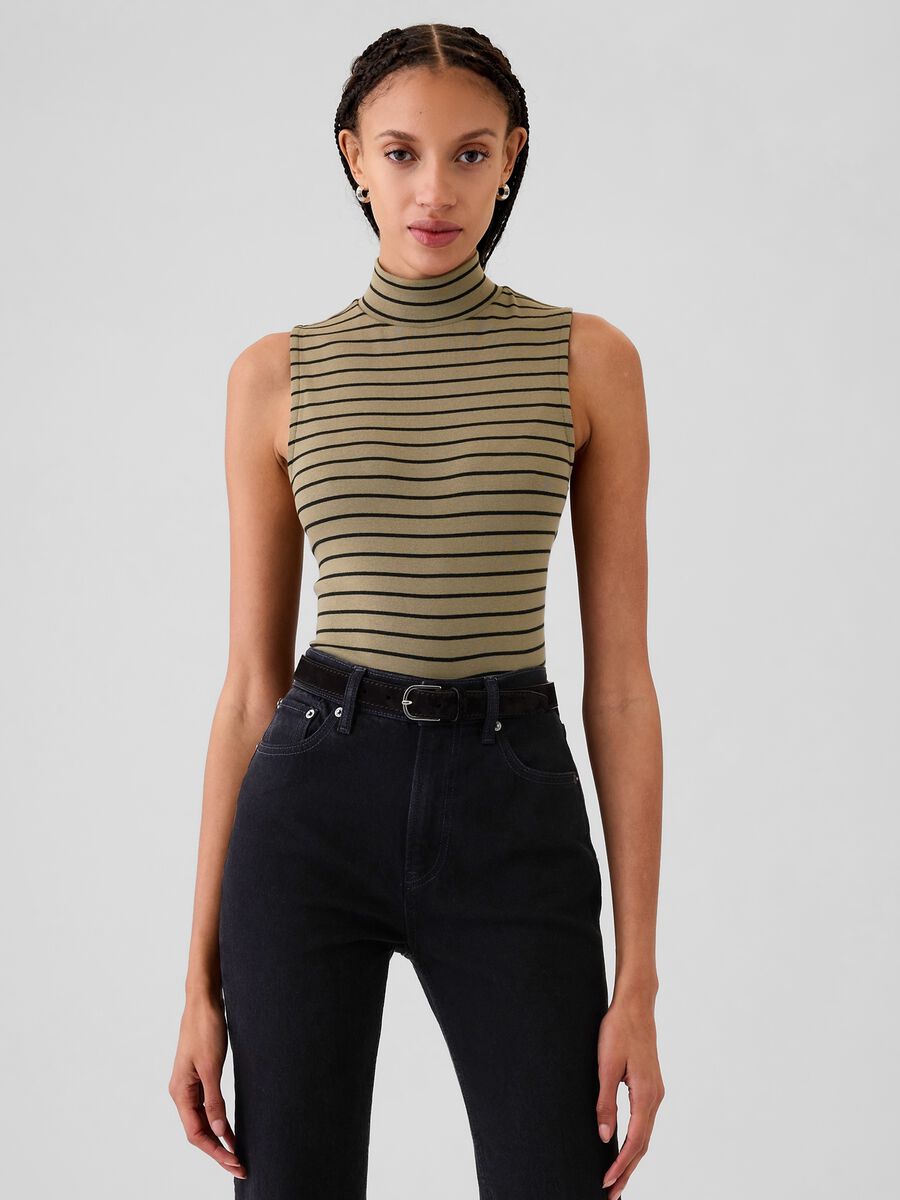 Top smanicato mock neck Donna_0