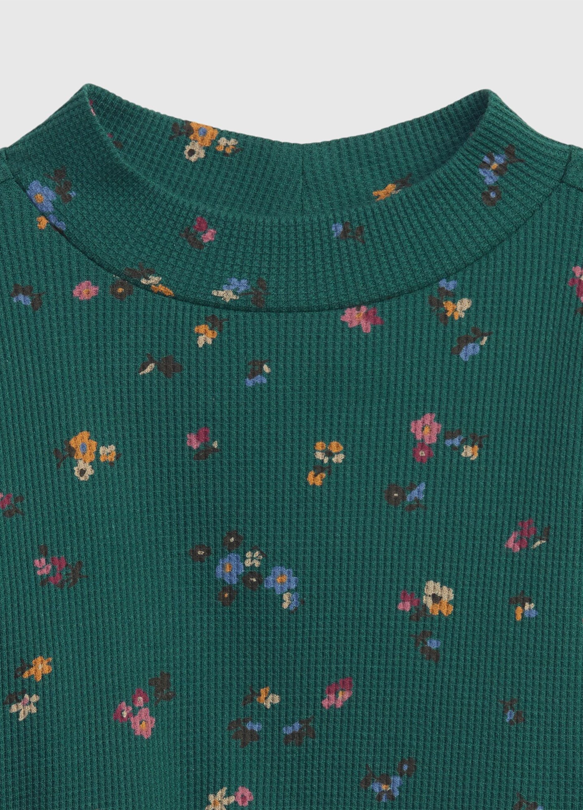 Sweatshirt with small flowers waffle weave_1