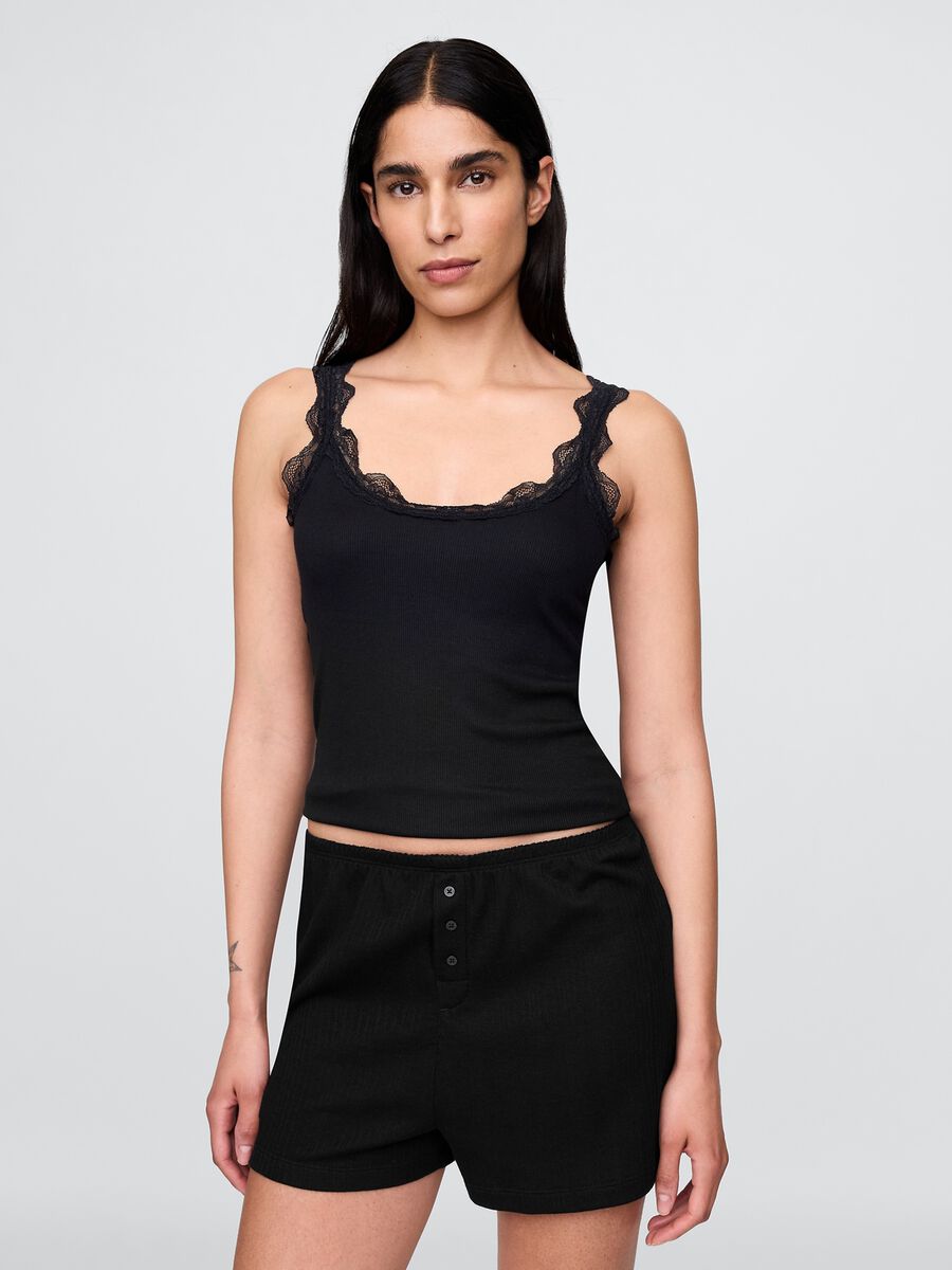 Pigiama nero con dettagli in pizzo Donna_0