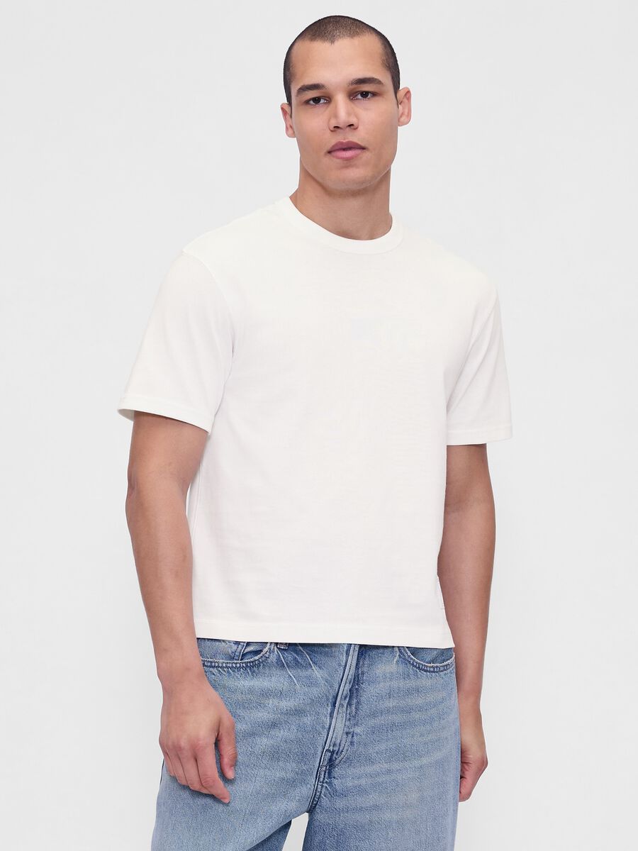 T-shirt bianca a maniche corte in cotone Man_0