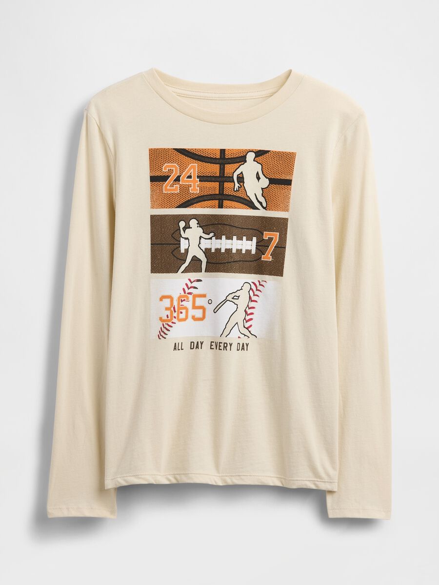 T-shirt a maniche lunghe bianca in cotone Bambino_0