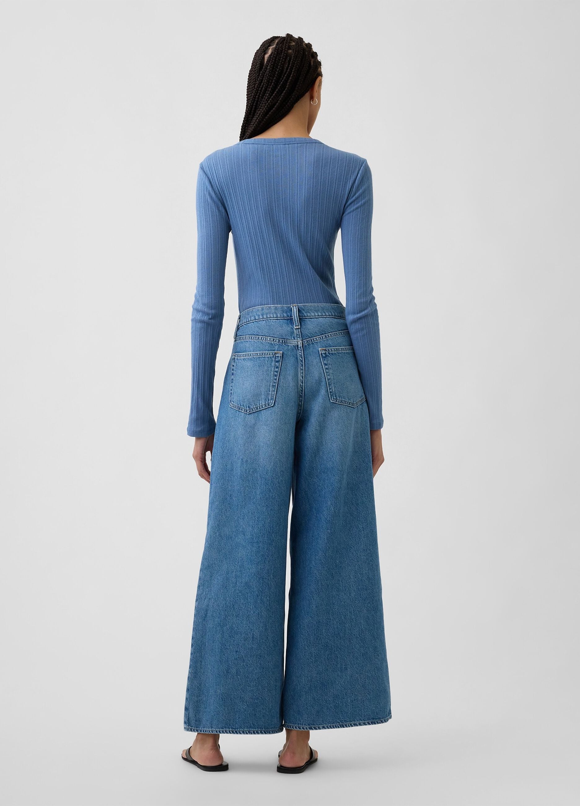 Jeans wide leg in puro cotone