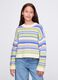 Green and light blue pullover in striped cotton_0