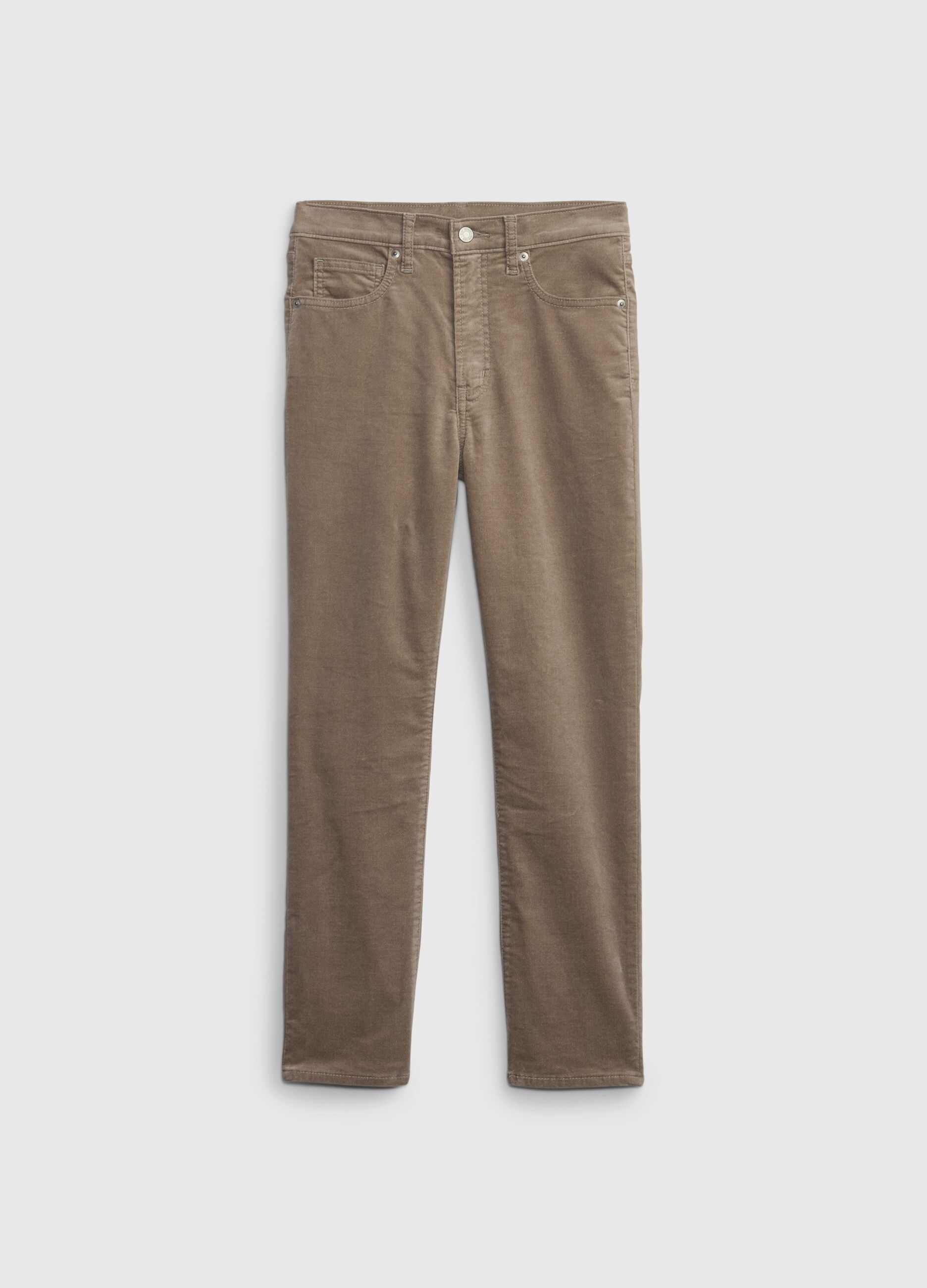Pantaloni slim fit in velluto a vita alta_5