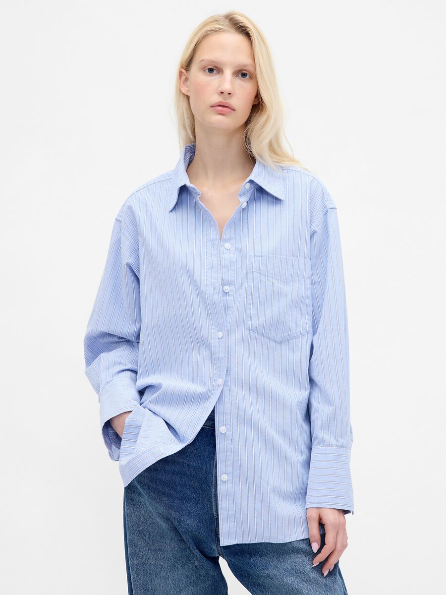 Camicia azzurra in puro cotone Donna_0