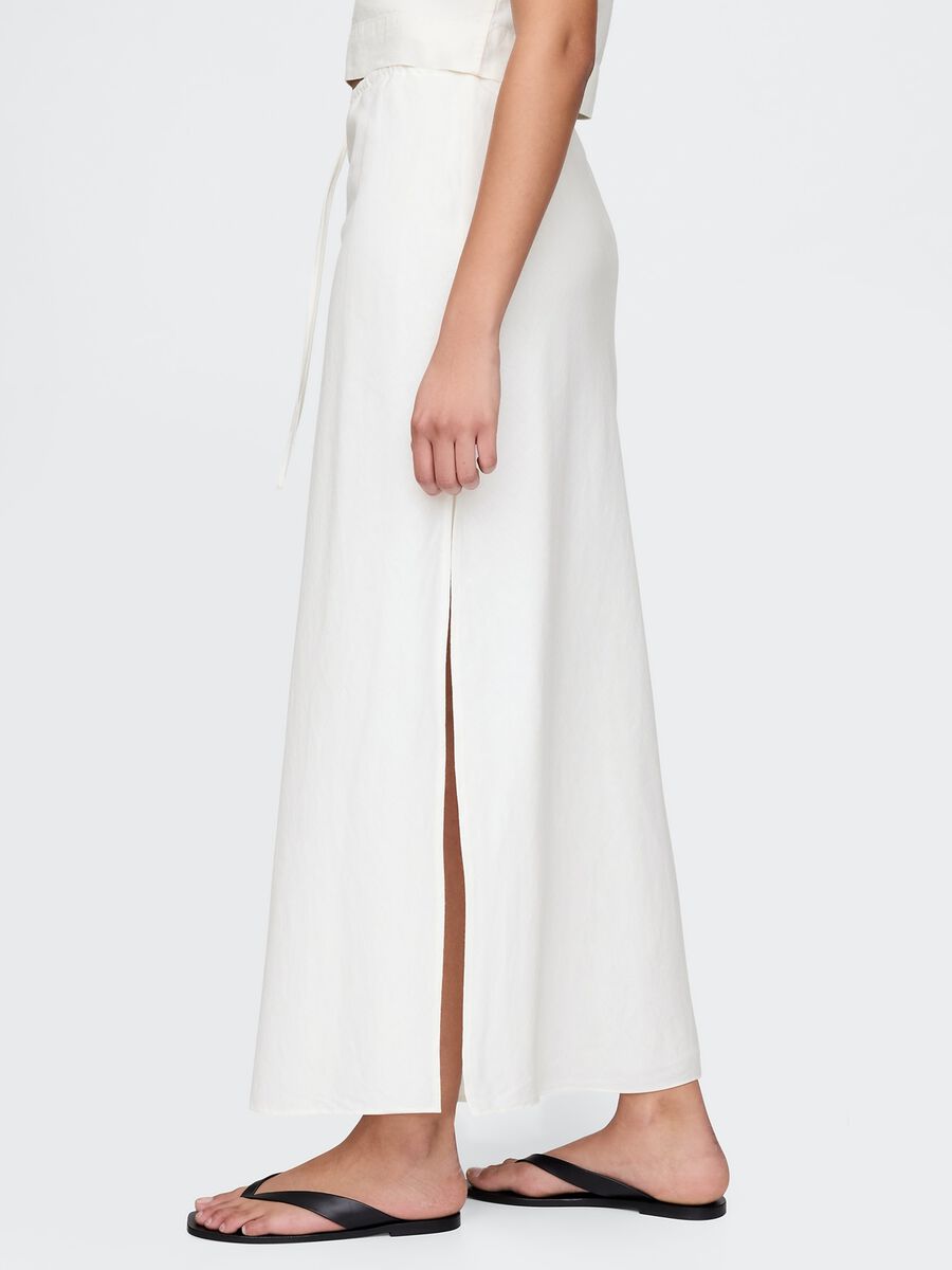 Long white skirt in linen and viscose Woman_2