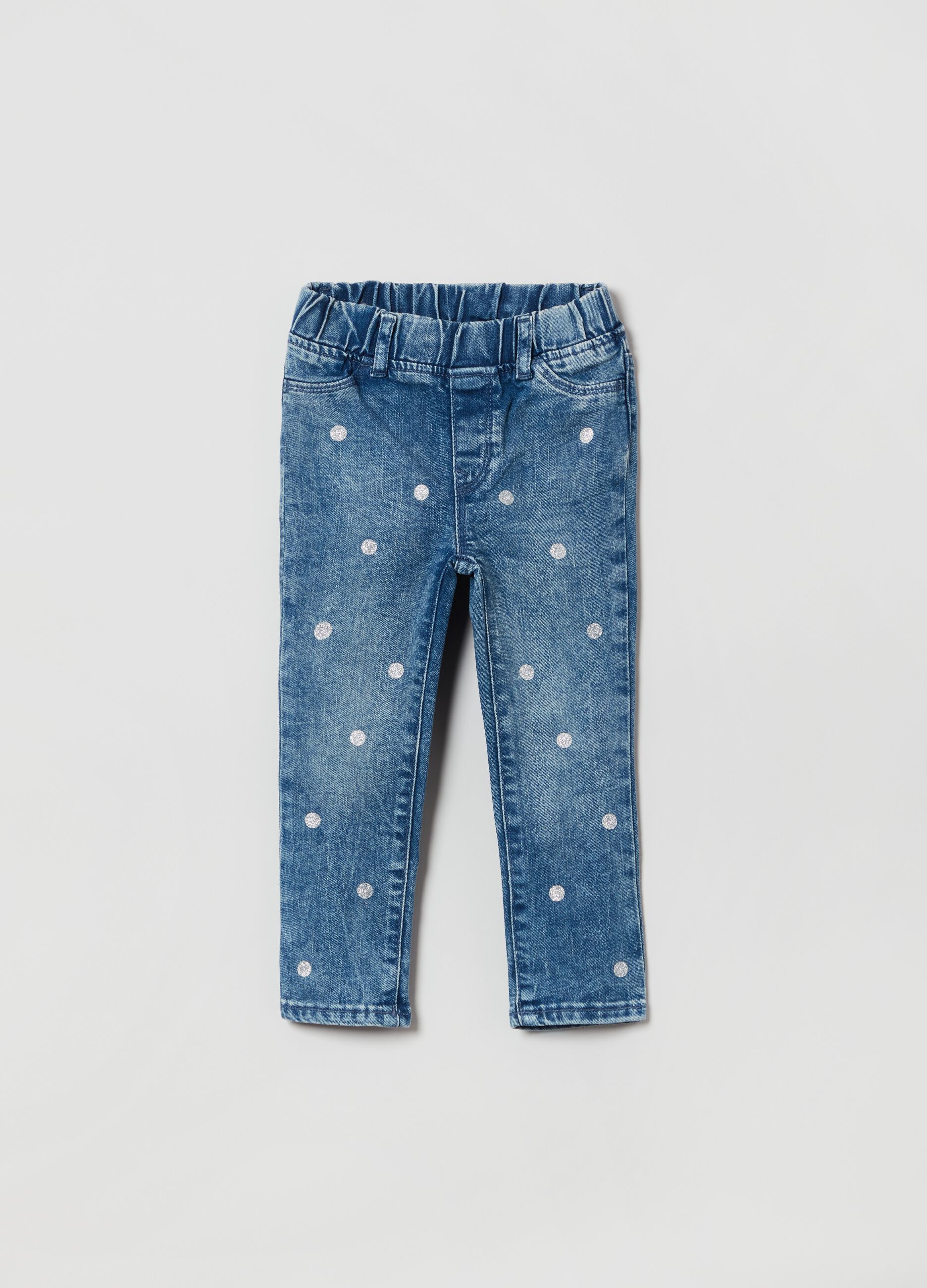 Jeggings with glitter polka dots print