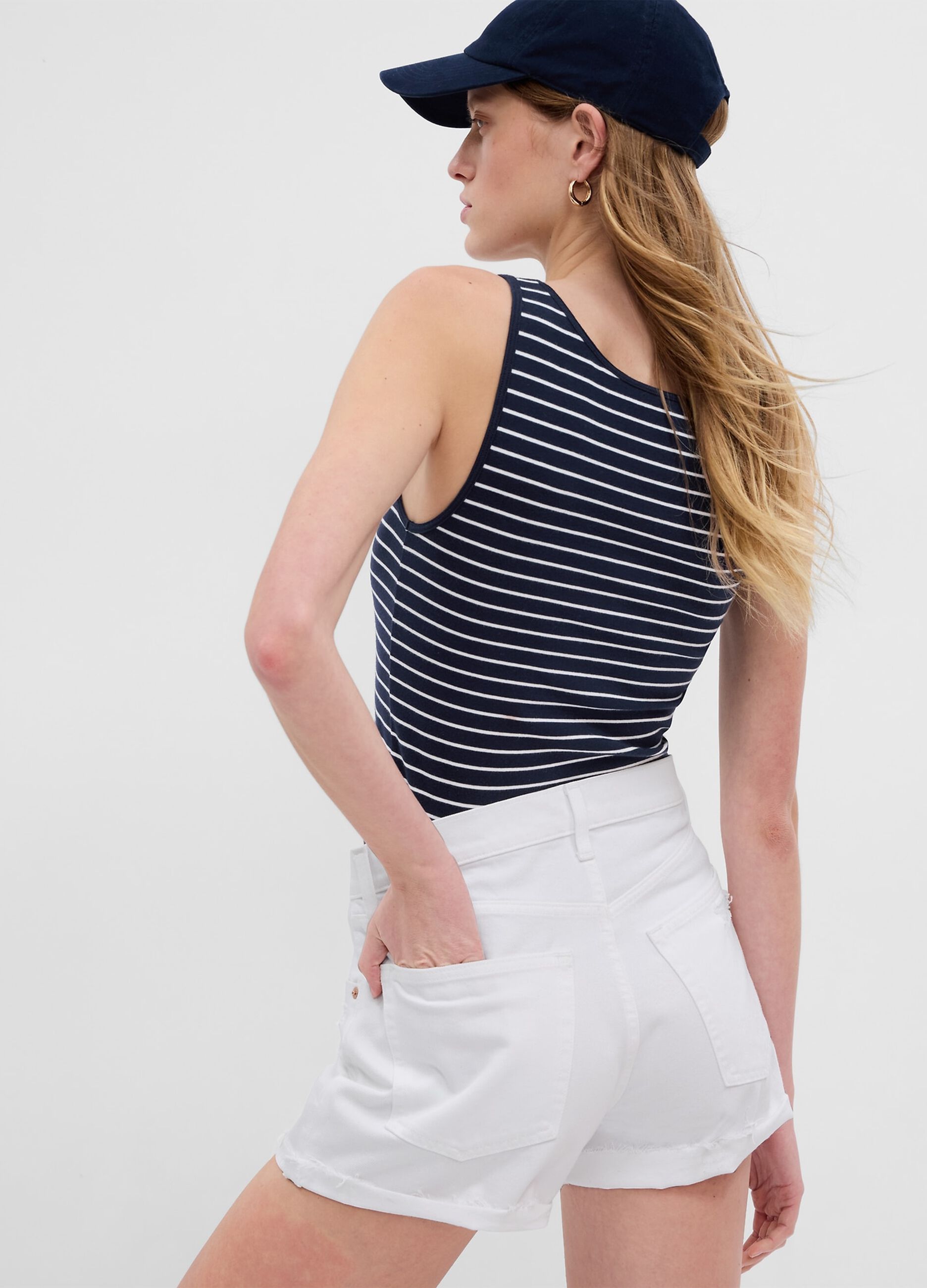 Stretch modal and cotton tank top with stripes_1