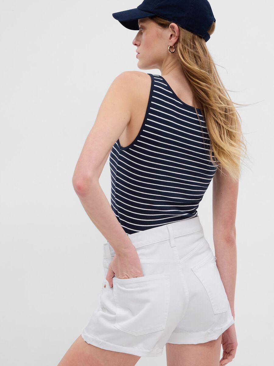 Stretch modal and cotton tank top with stripes Woman_1