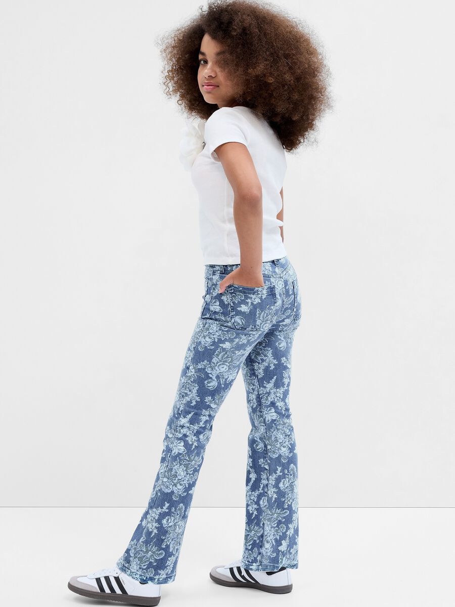 Jeans flare fit con stampa floreale LoveShackFancy Bambina_1