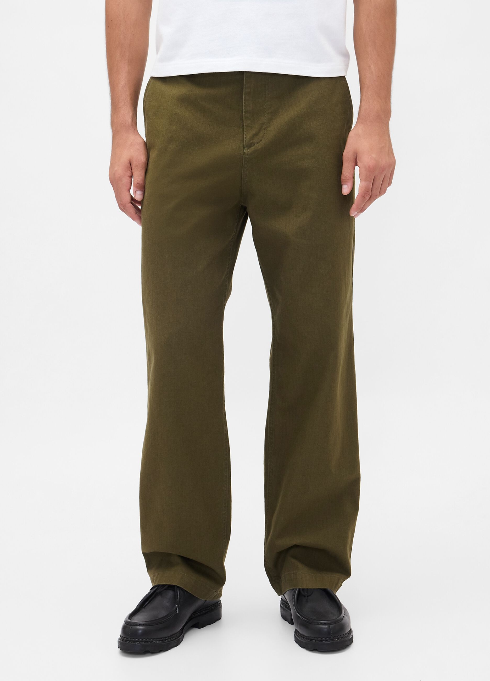 Pantaloni verdi regular in cotone_1
