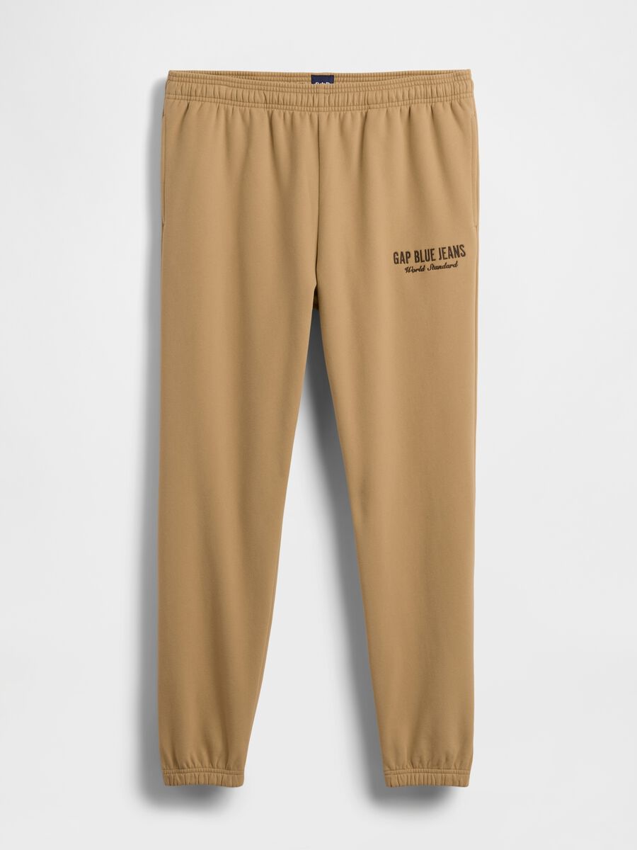 Beige jogger trousers in cotton and polyester blend Man_5
